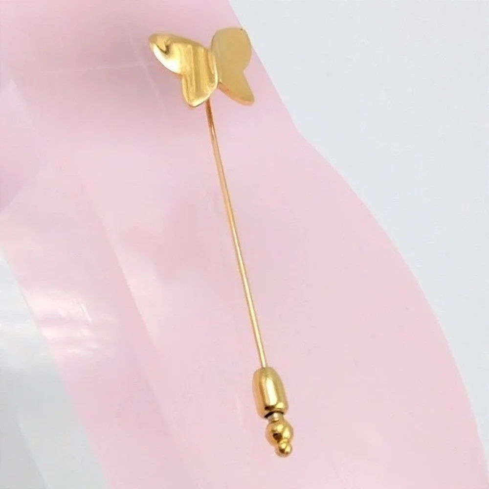 Vintage Crown Trifari Butterfly Stick Pin‎ Gold Tone Dainty Minimalist Spring